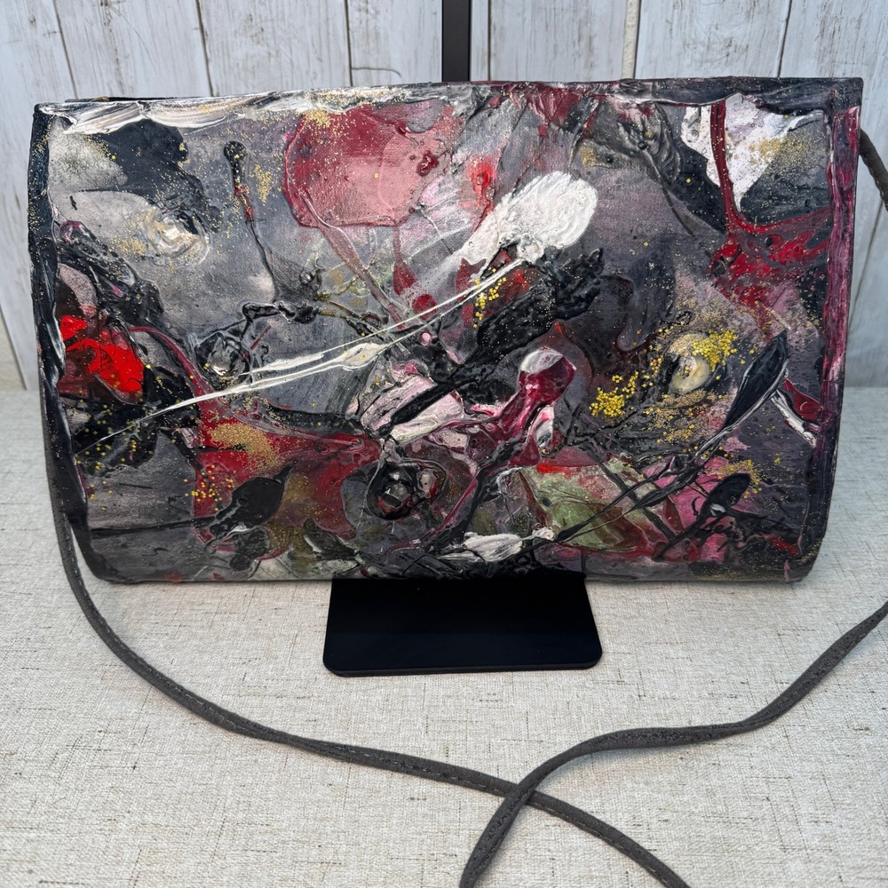 Vintage 80s Artist-Made Abstract Painted Crossbody – One of a Kind